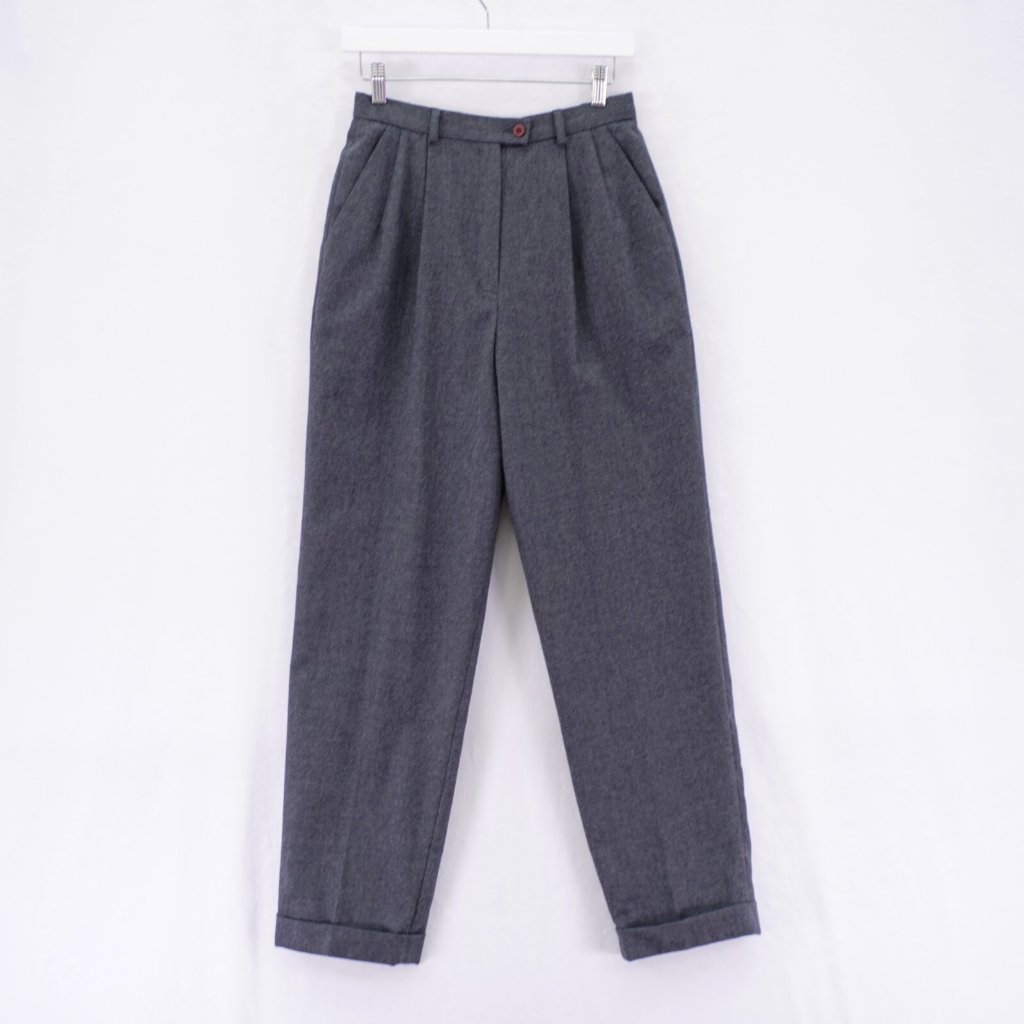 Evan Picone Gray Pleated Cuffed High Rise Dress Pants -8- 27 / 29.5 Worsted Wool